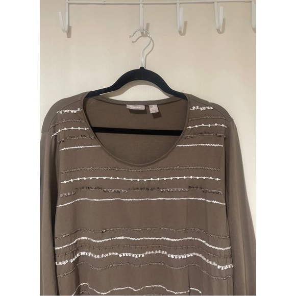 NWOT Women’s Chico's Plus Size 3/ XL Brown Silver Embellished Tunic Top - Picture 3 of 8